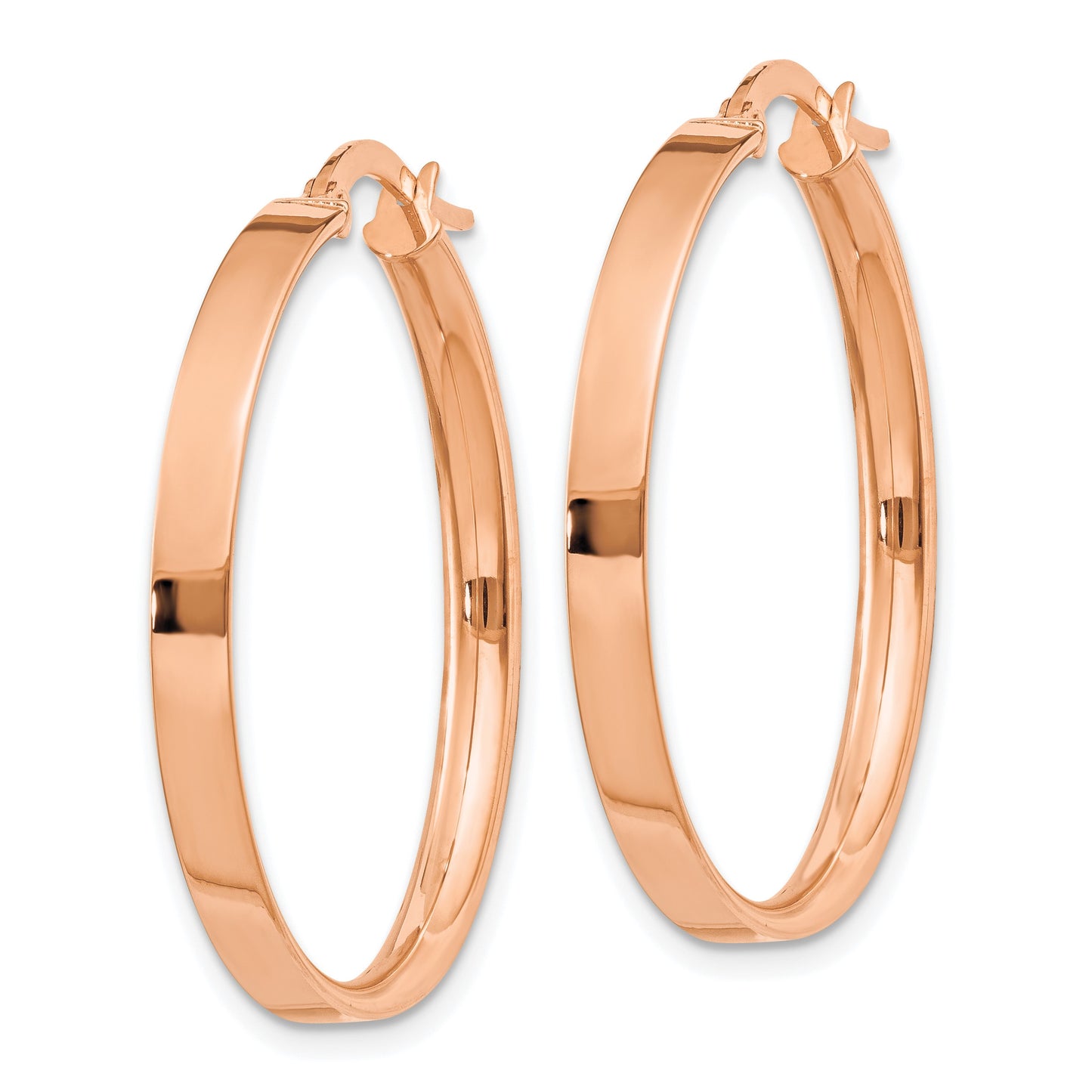 14K Rose Gold 3x29mm Tube Hoop Earrings