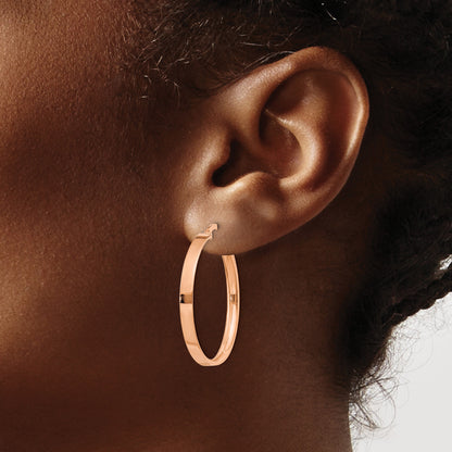 14K Rose Gold 3x29mm Tube Hoop Earrings