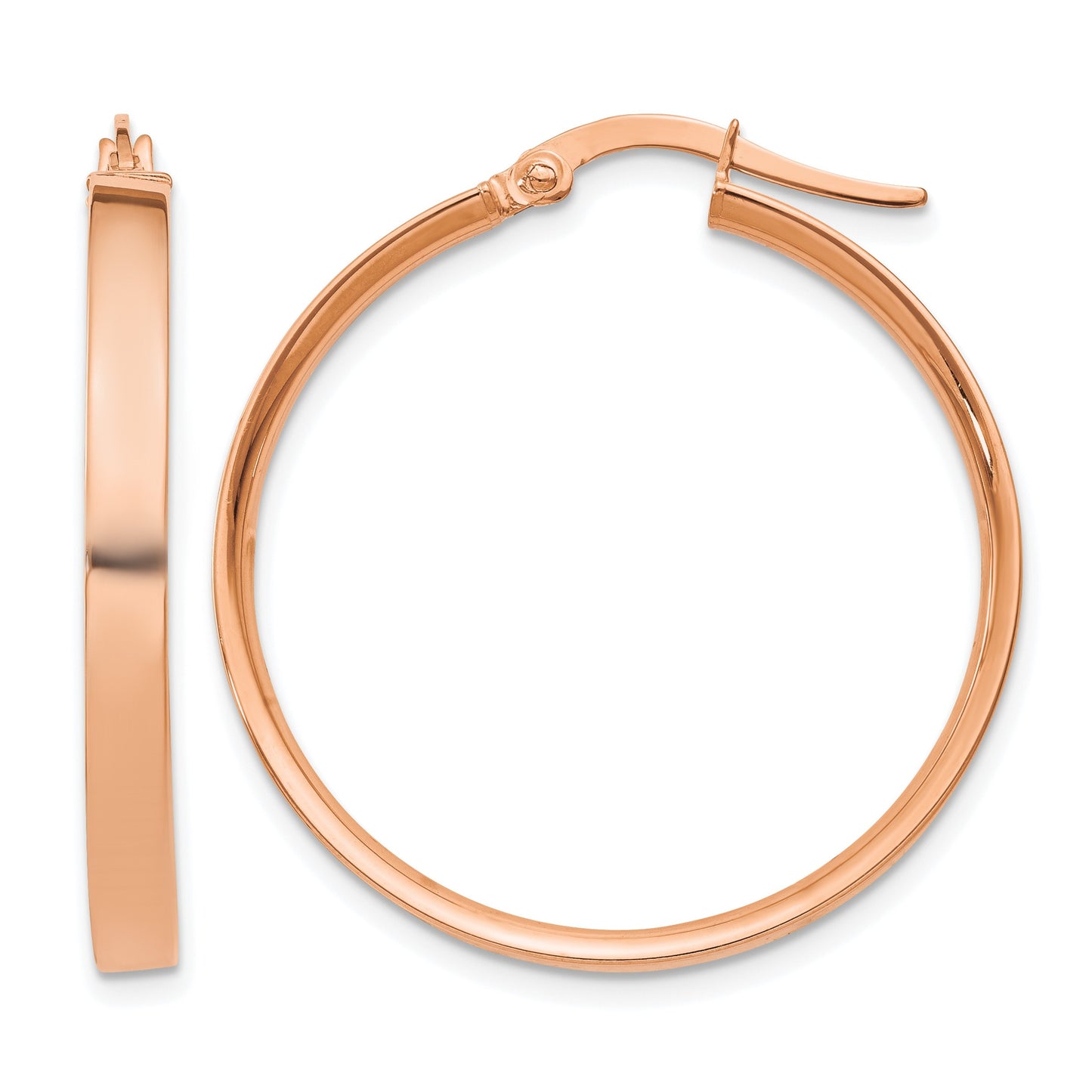 14K Rose Gold 3x29mm Tube Hoop Earrings
