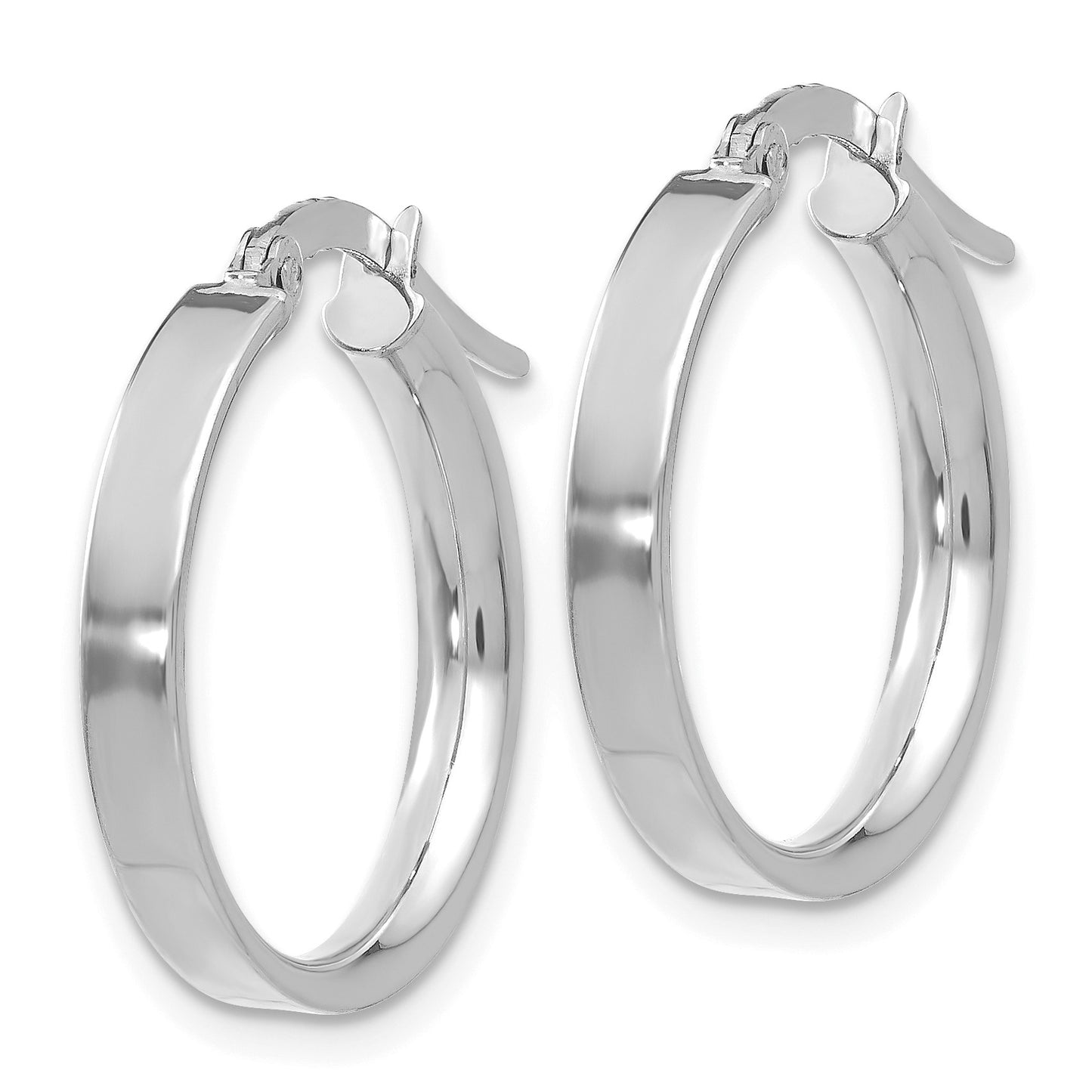 14K White Gold 3x16mm Tube Hoop Earrings