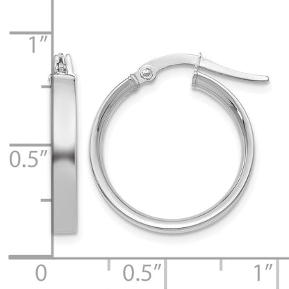 14K White Gold 3x16mm Tube Hoop Earrings
