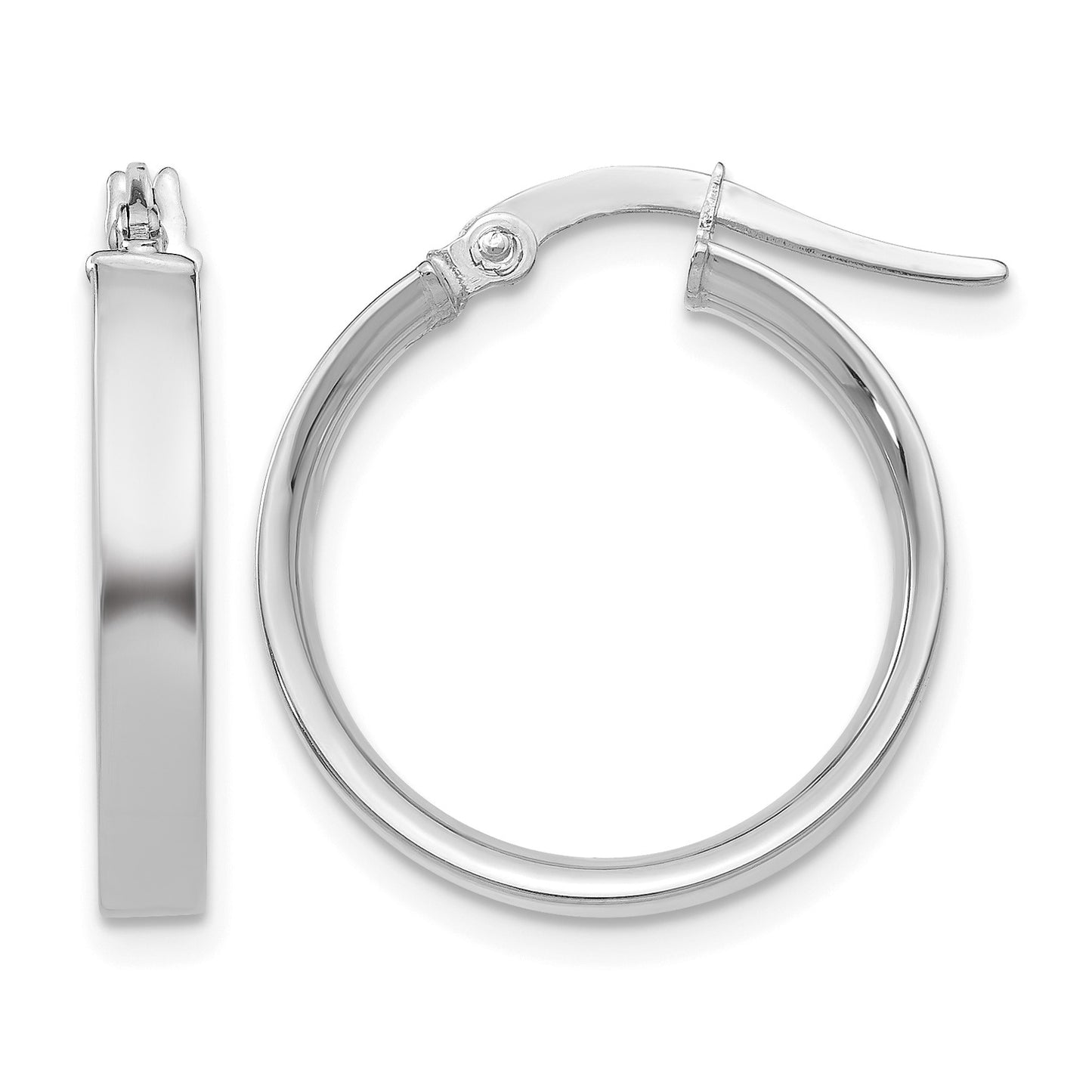 14K White Gold 3x16mm Tube Hoop Earrings