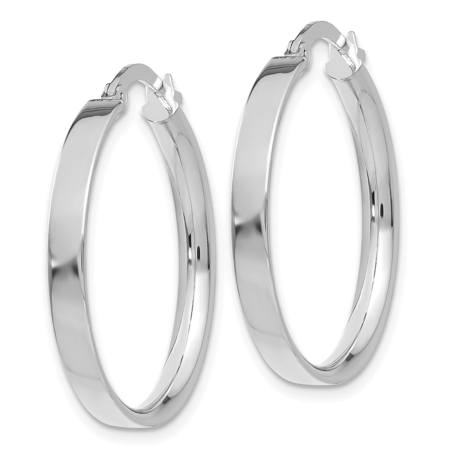 14K White Gold 3x25mm Tube Hoop Earrings