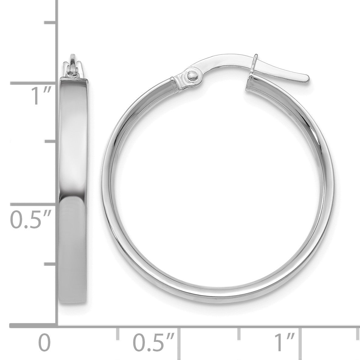 14K White Gold 3x25mm Tube Hoop Earrings