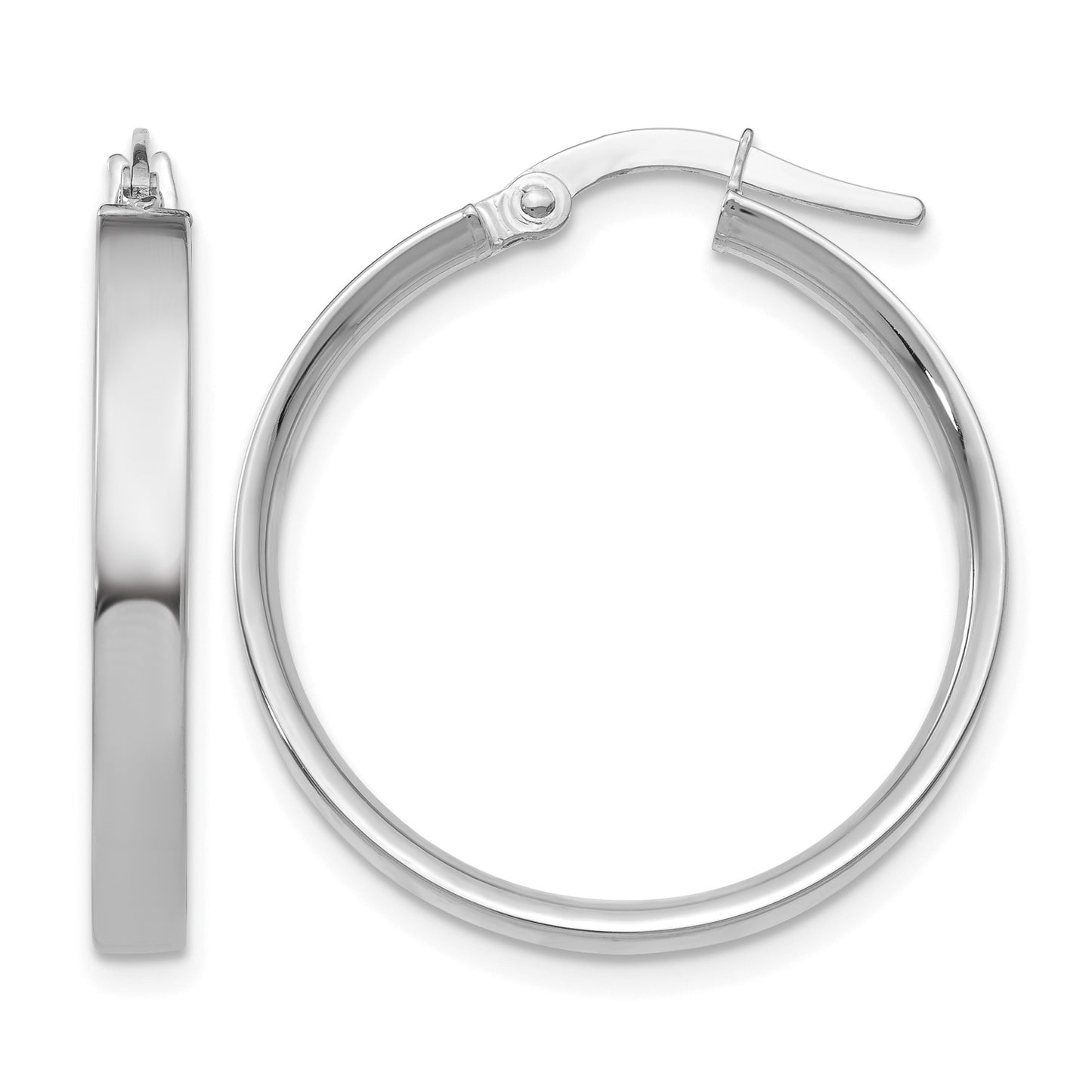 14K White Gold 3x25mm Tube Hoop Earrings