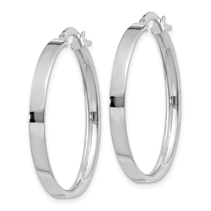 14K White Gold 3x29mm Tube Hoop Earrings