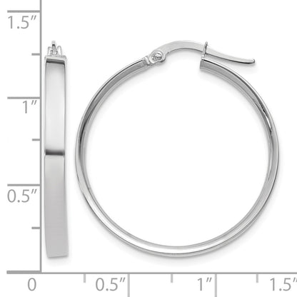14K White Gold 3x29mm Tube Hoop Earrings