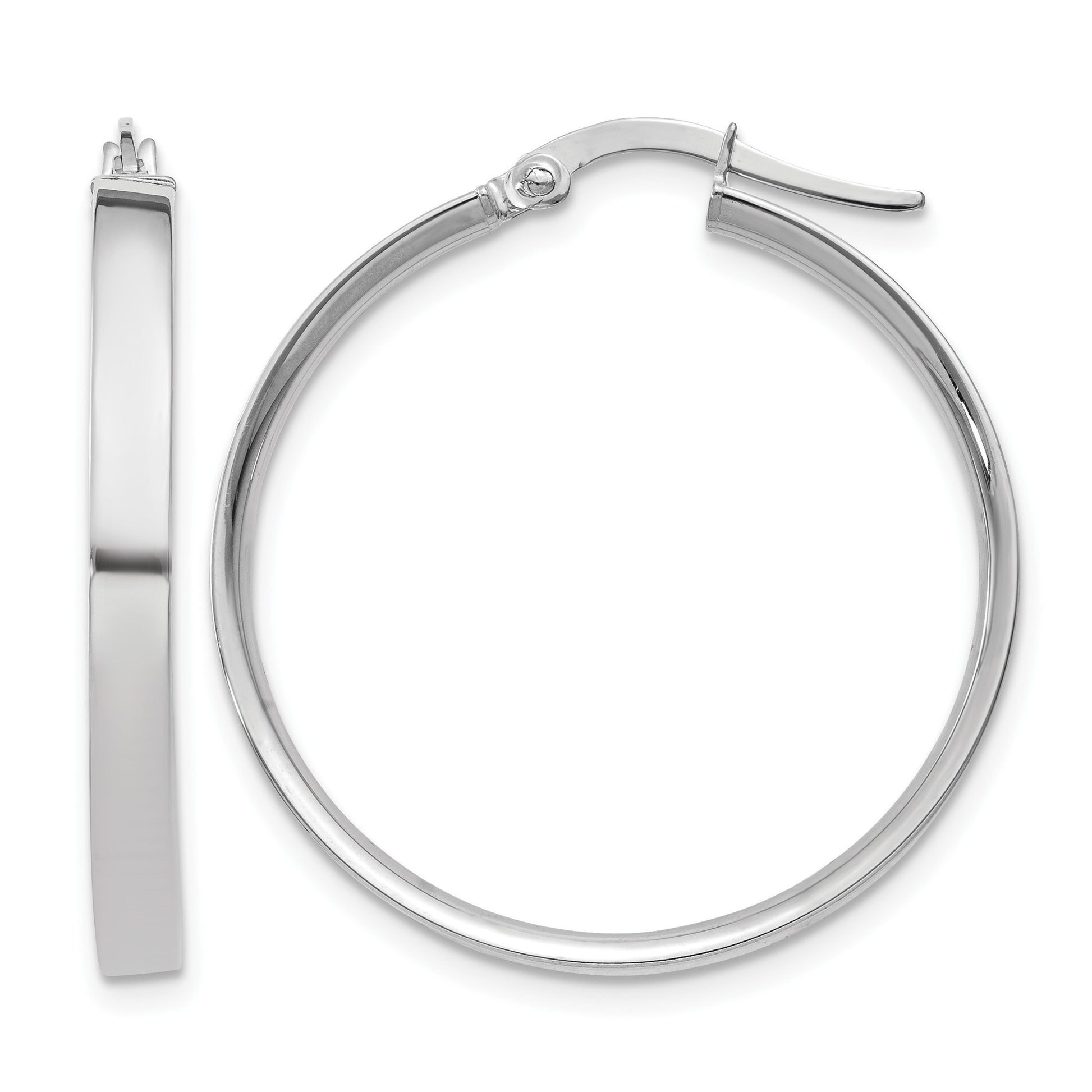 14K White Gold 3x29mm Tube Hoop Earrings