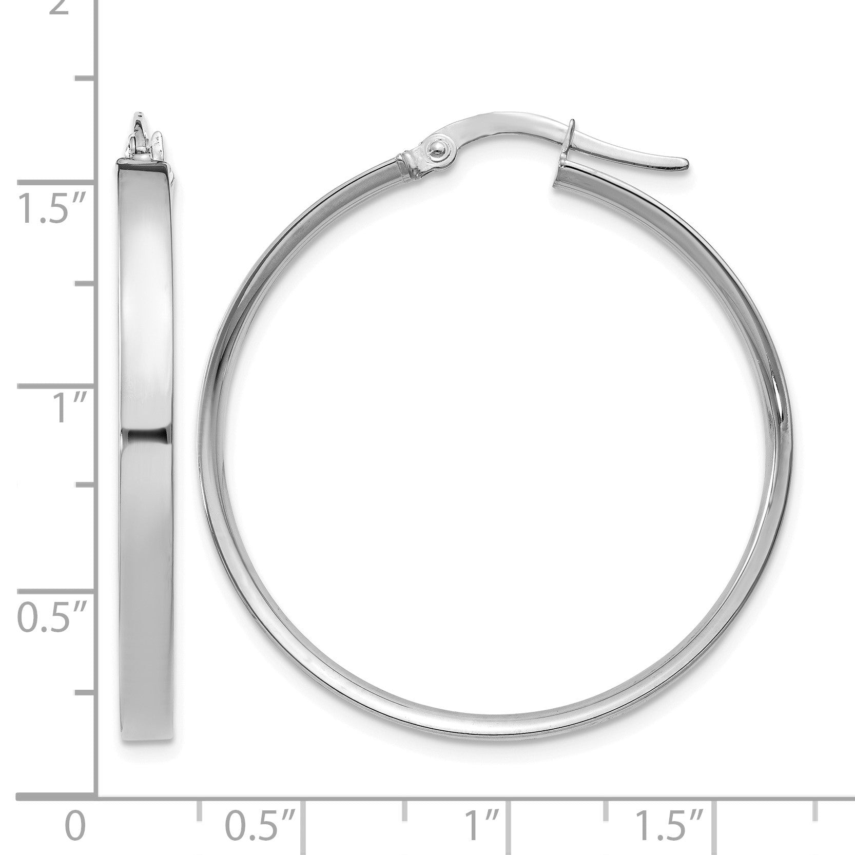 14K White Gold 3x33mm Tube Hoop Earrings