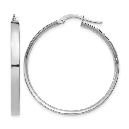 14K White Gold 3x33mm Tube Hoop Earrings