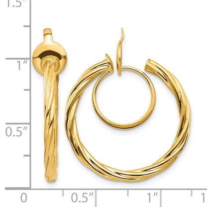 14K 2.25x24mm Polished Twisted Tube Hoop Non-pierced Earrings