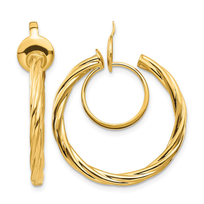 14K 2.25x24mm Polished Twisted Tube Hoop Non-pierced Earrings