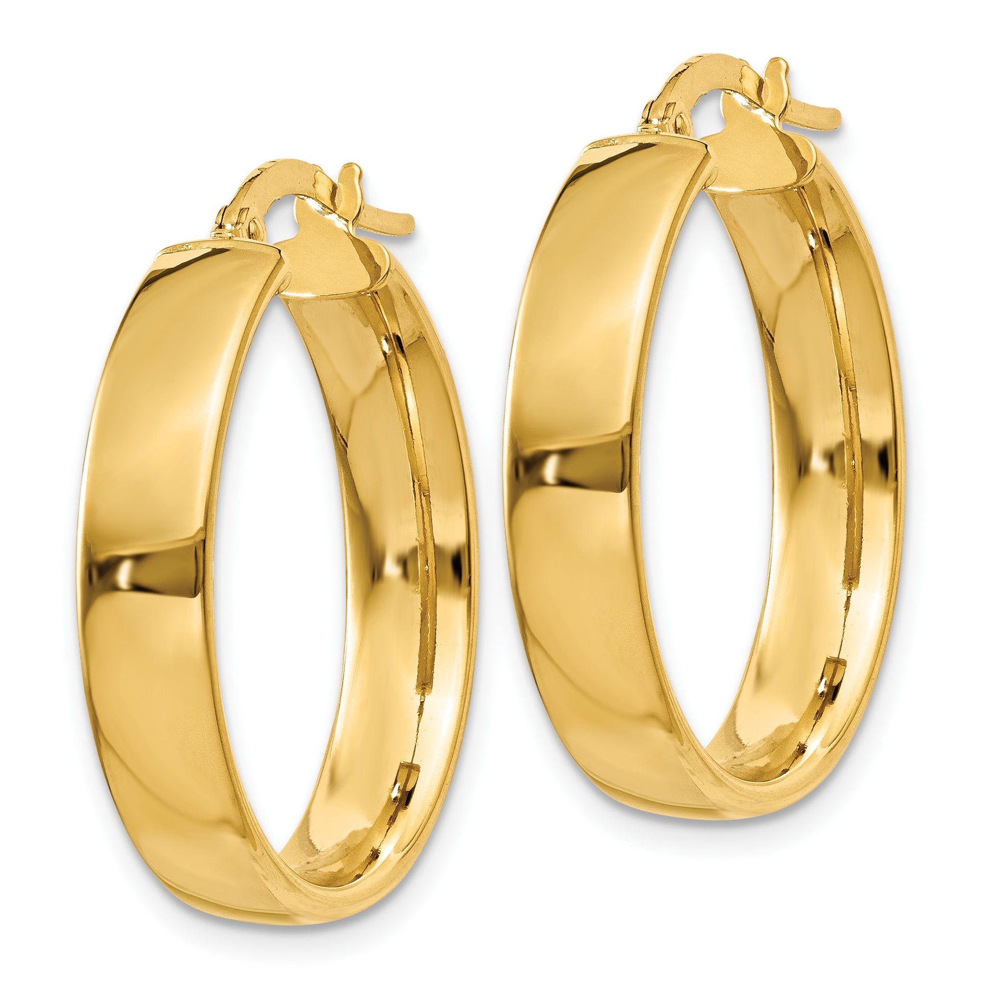 14k 4.75x25mm Polished Tube Hoop Earrings