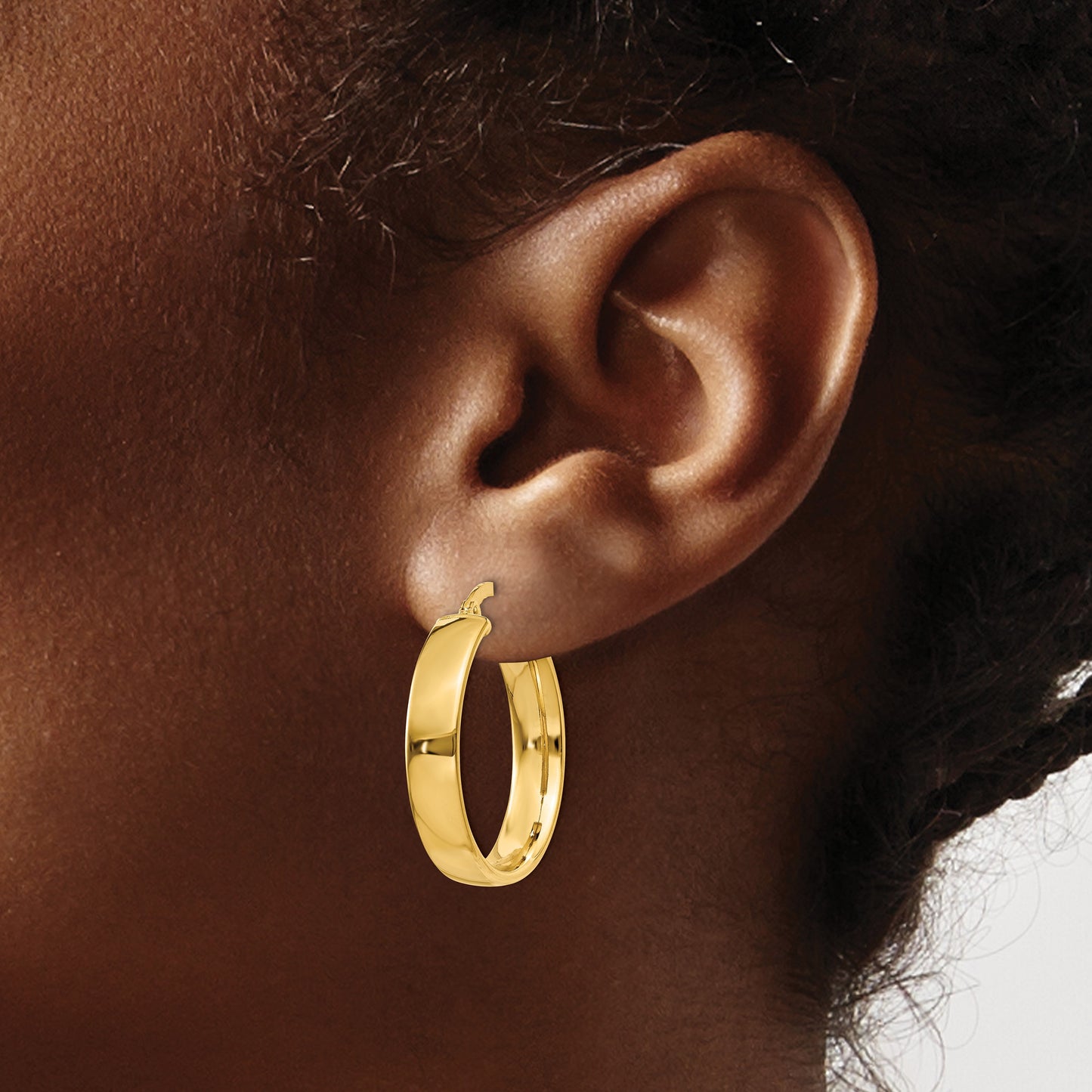 14k 4.75x25mm Polished Tube Hoop Earrings