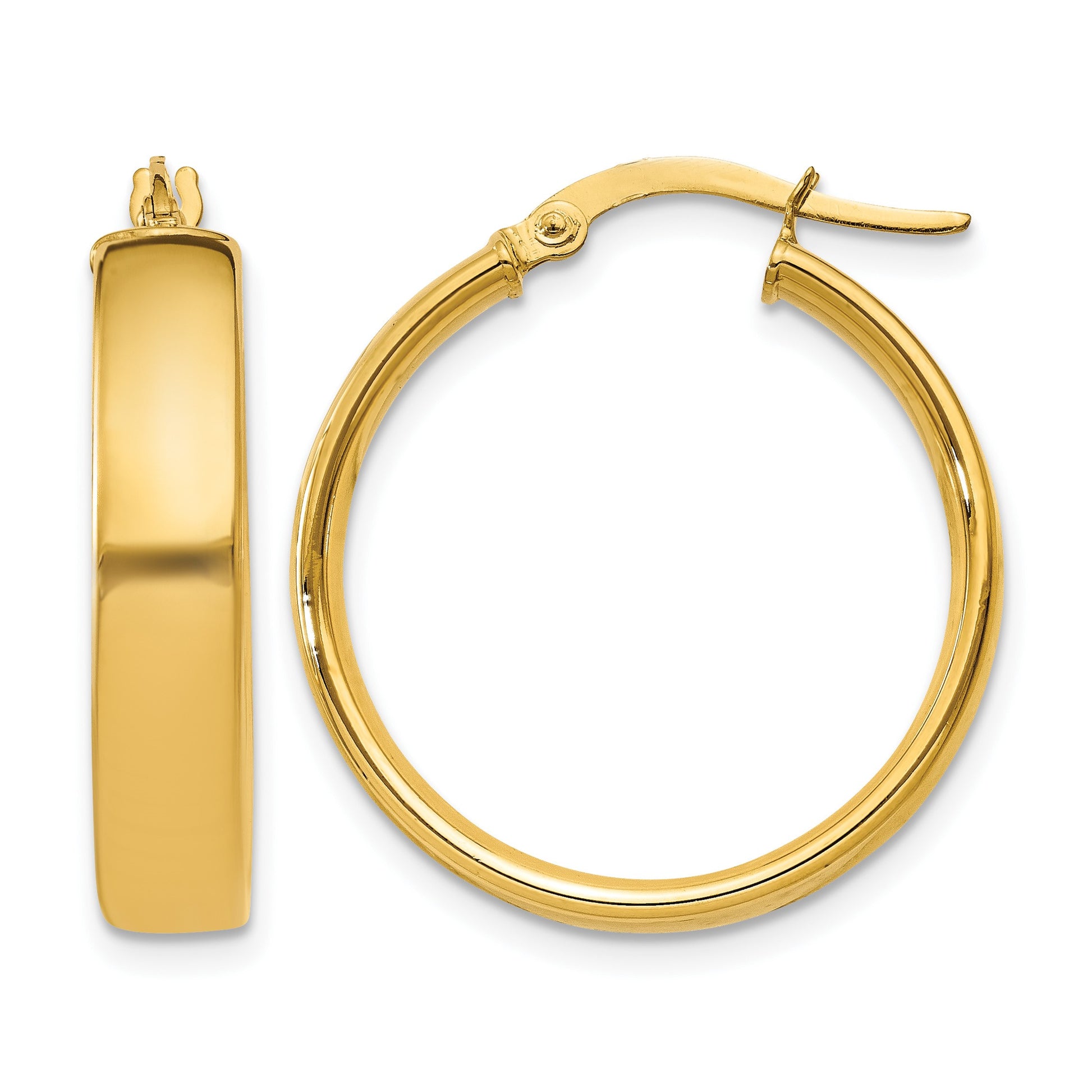 14k 4.75x25mm Polished Tube Hoop Earrings