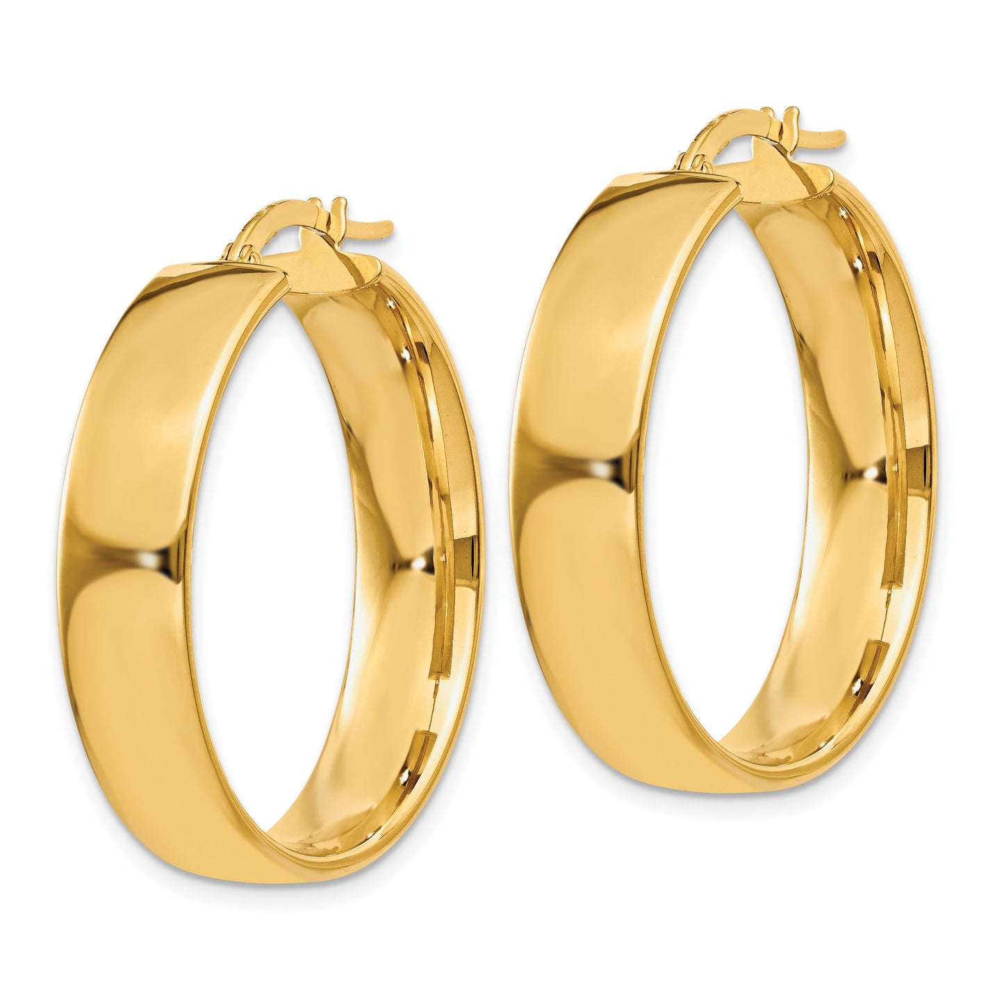 14k 6.75x30mm Polished Tube Hoop Earrings