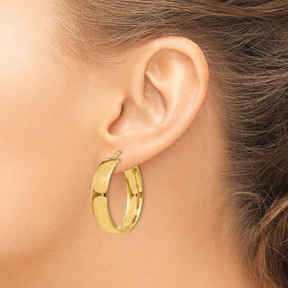 14k 6.75x30mm Polished Tube Hoop Earrings