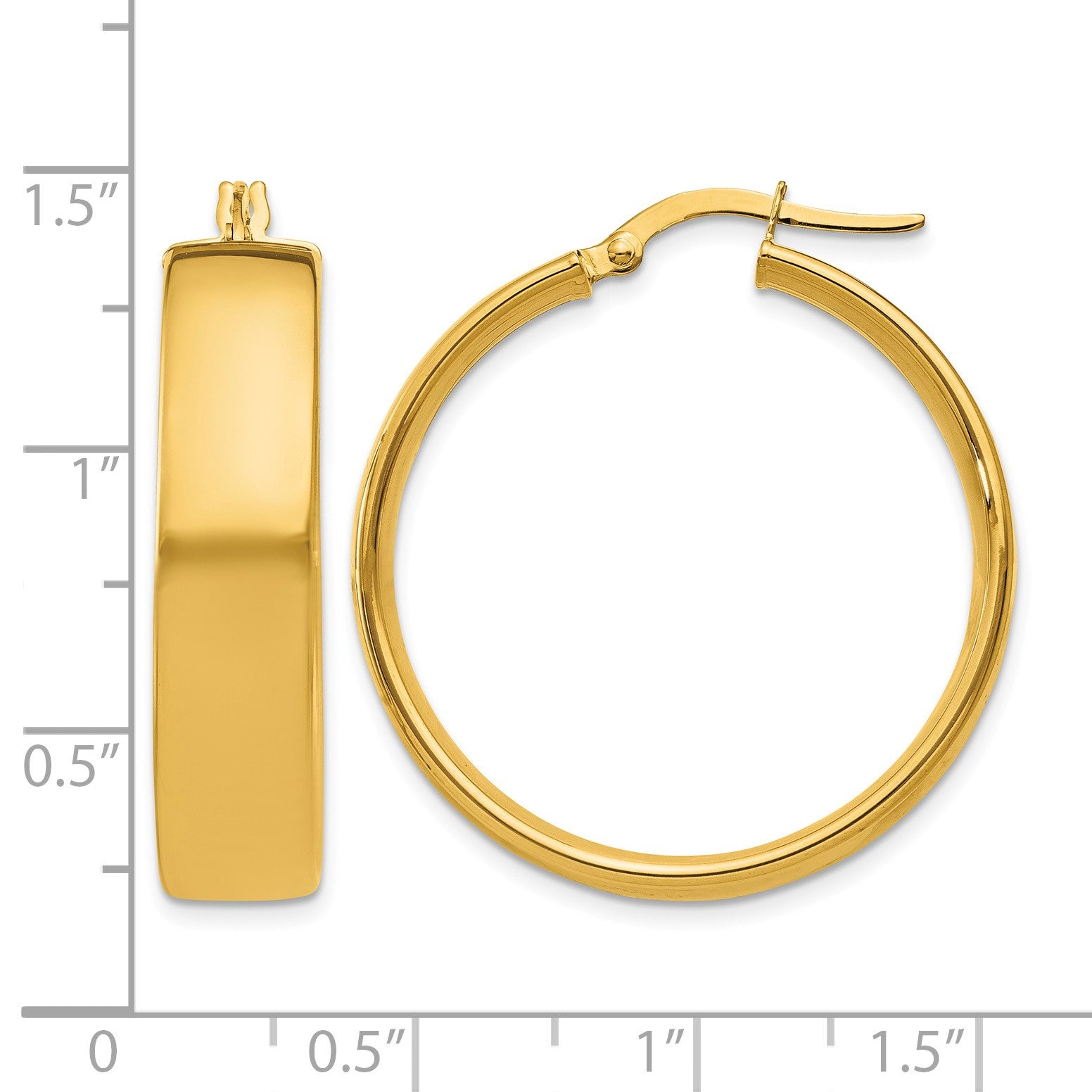 14k 6.75x30mm Polished Tube Hoop Earrings
