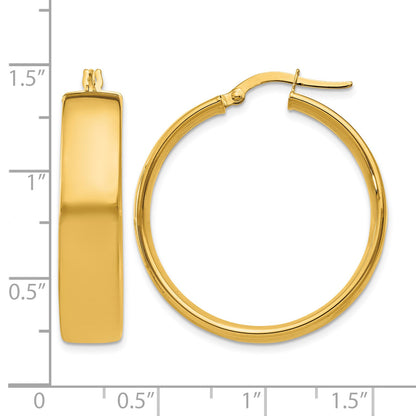 14k 6.75x30mm Polished Tube Hoop Earrings