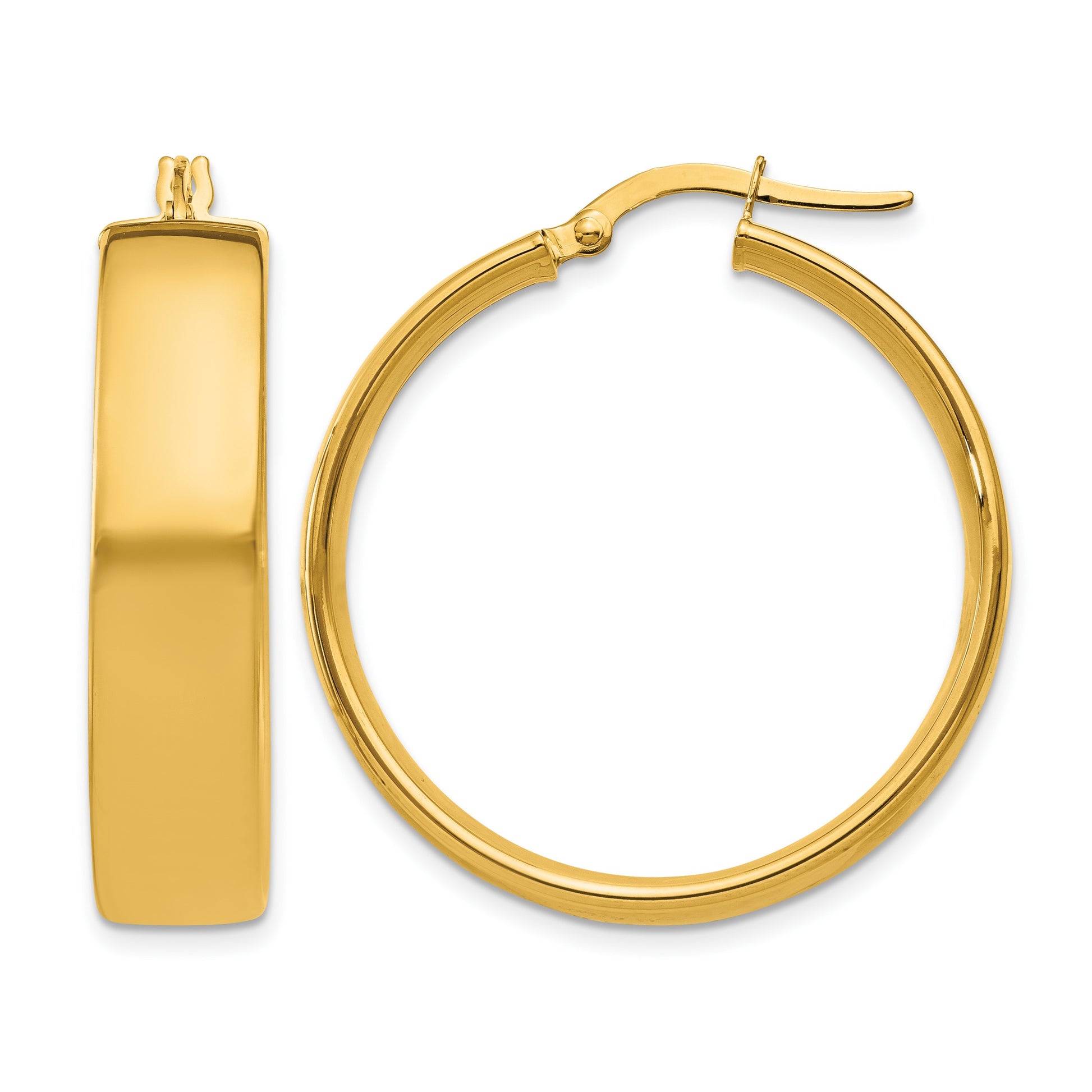 14k 6.75x30mm Polished Tube Hoop Earrings