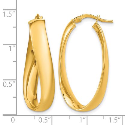 14k Twisted 6mm Oval Hoop Earrings
