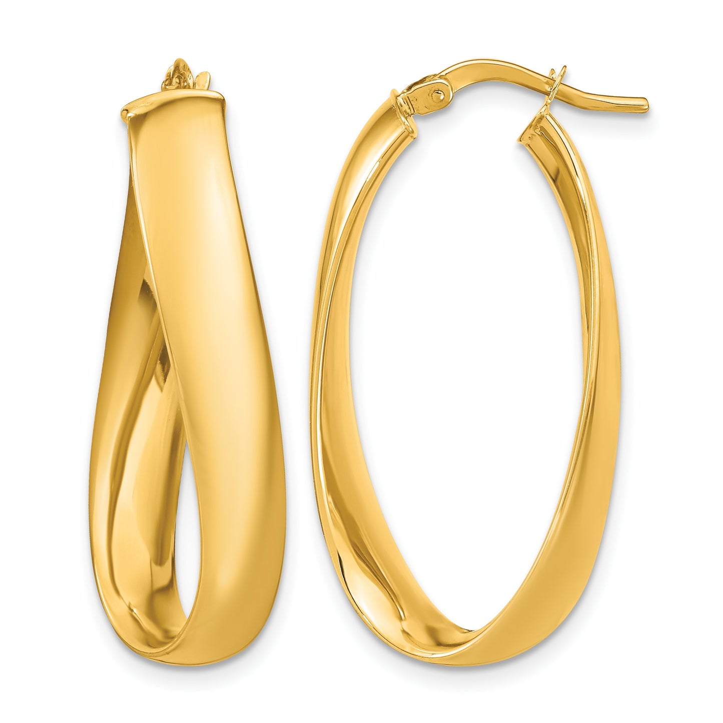 14k Twisted 6mm Oval Hoop Earrings