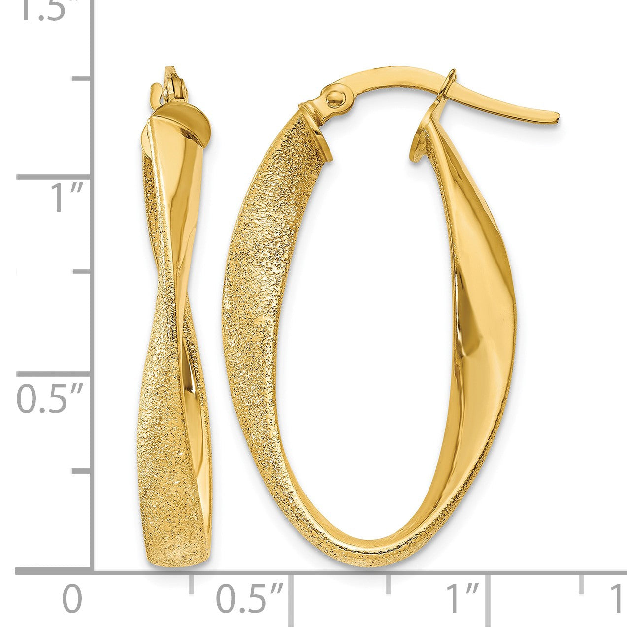 14ky Oval Twist Hoop Earrings