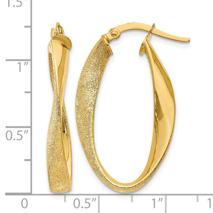 14ky Oval Twist Hoop Earrings