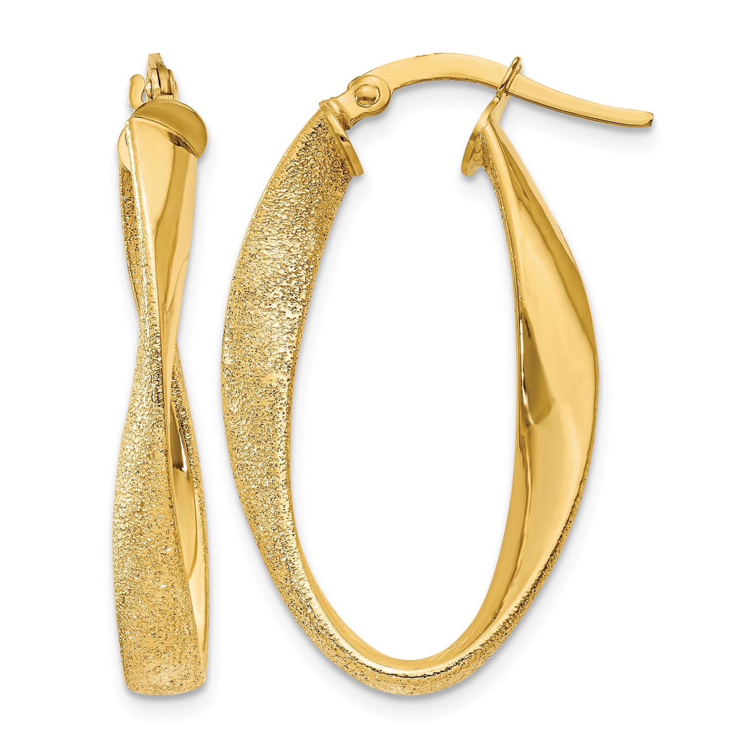 14ky Oval Twist Hoop Earrings