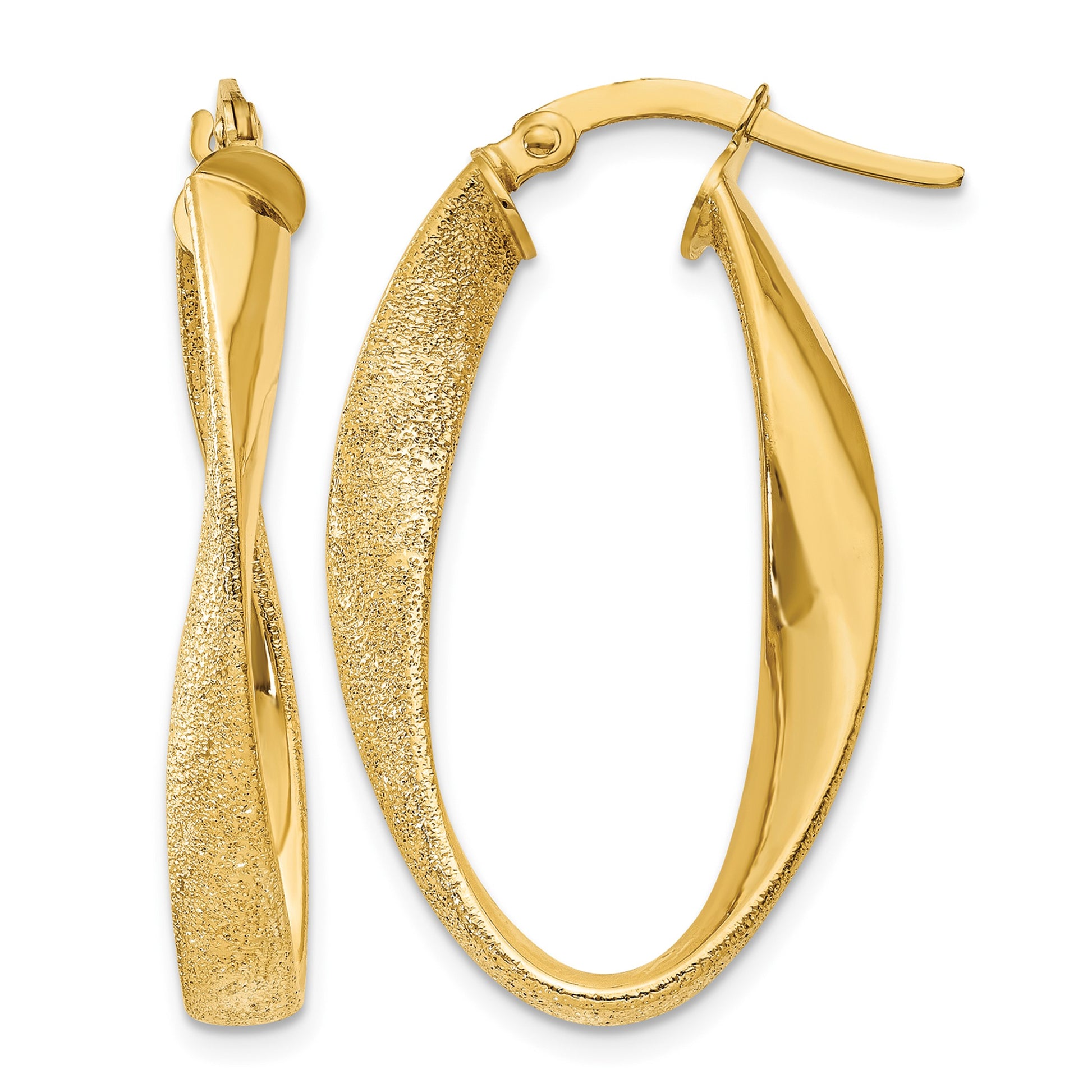 14ky Oval Twist Hoop Earrings