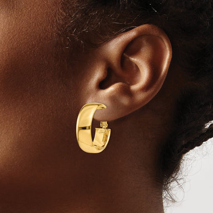14k 8x24mm Polished Flat Tube Omega Back Hoop Earrings