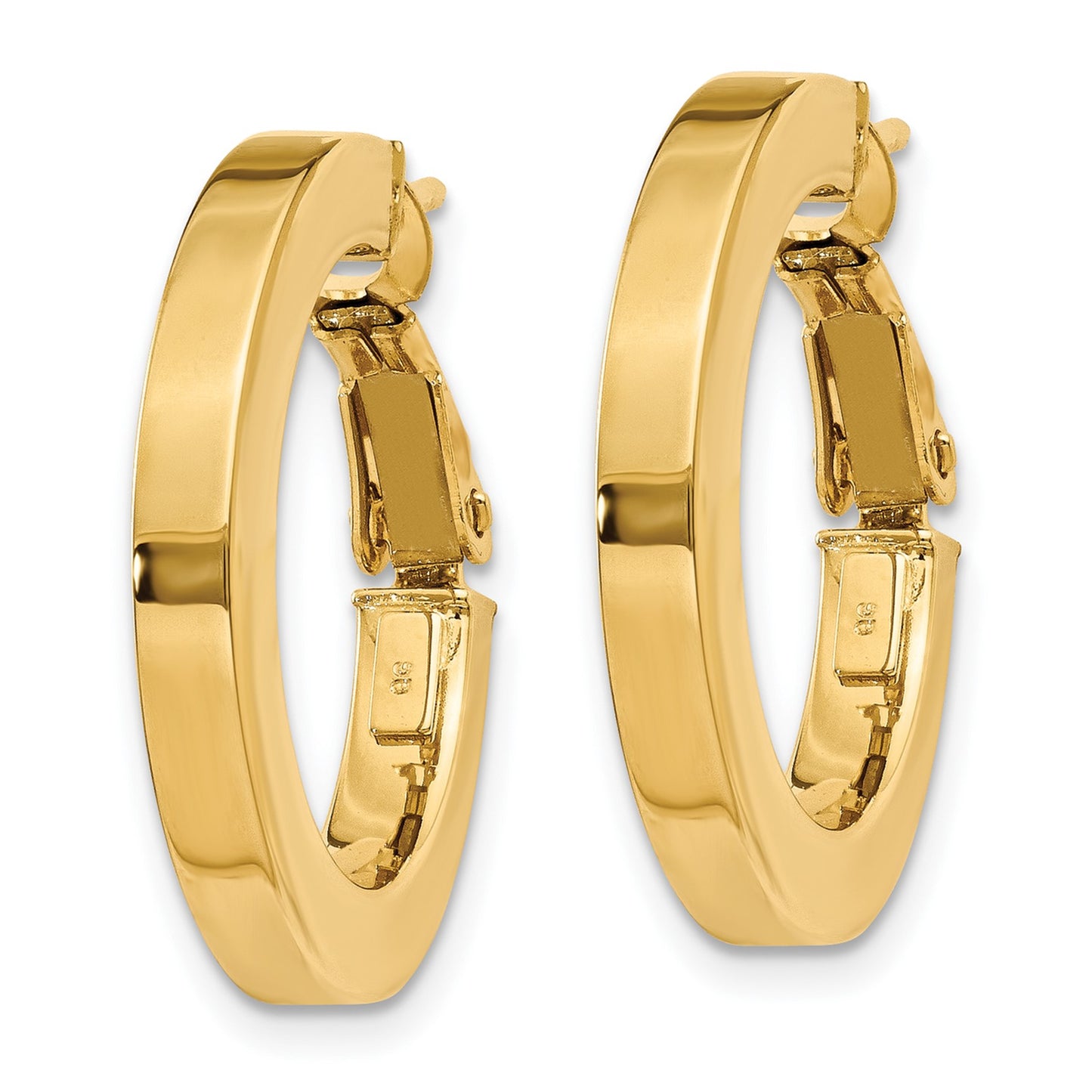 14k 3x21mm Square Tube Round Hoop Earrings