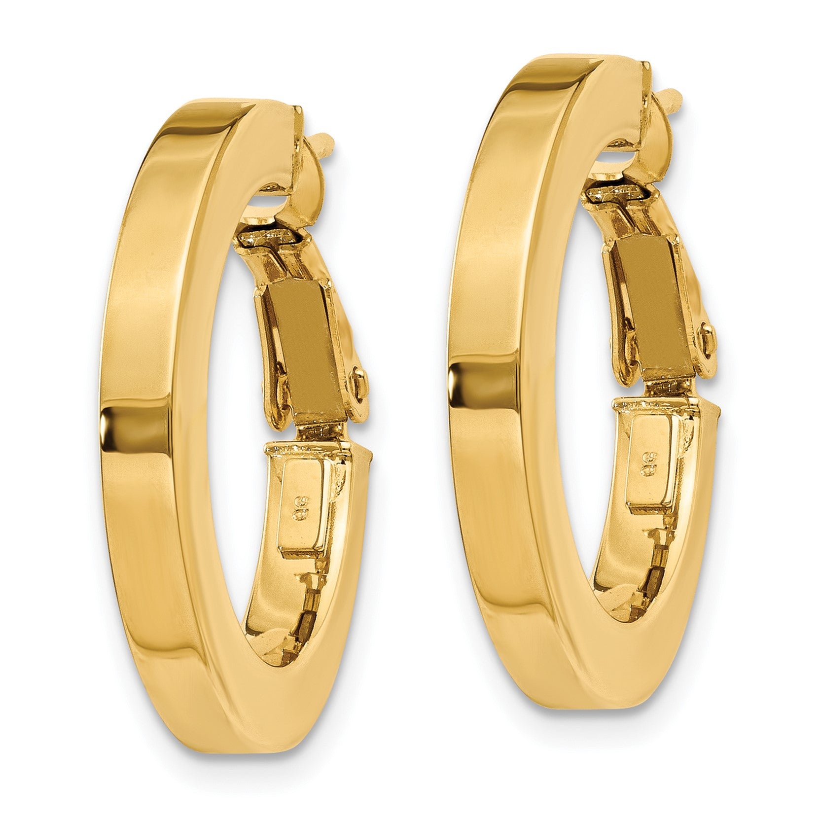 14k 3x21mm Square Tube Round Hoop Earrings