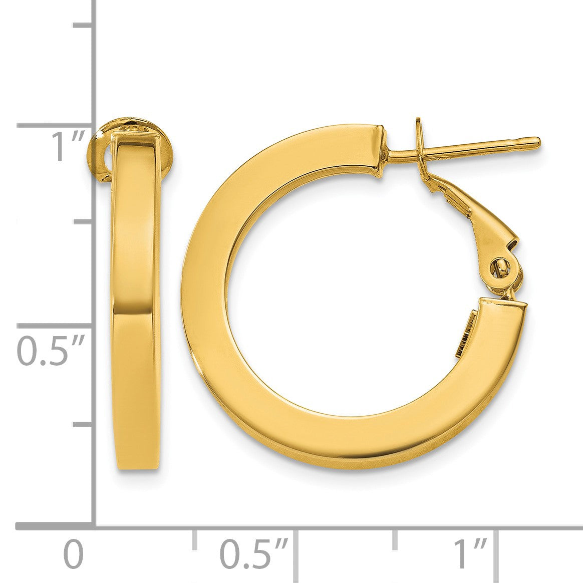 14k 3x21mm Square Tube Round Hoop Earrings