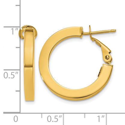 14k 3x21mm Square Tube Round Hoop Earrings