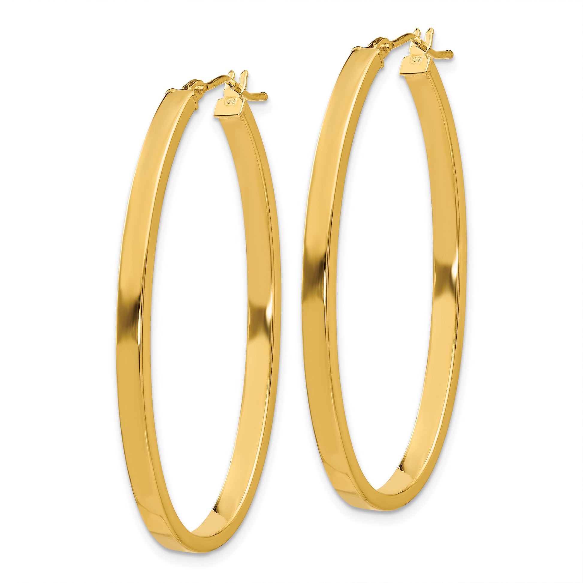 14k 3x42mm Polished Oval Tube Hoop Earrings