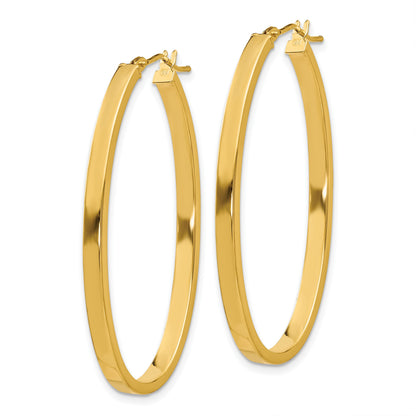 14k 3x42mm Polished Oval Tube Hoop Earrings