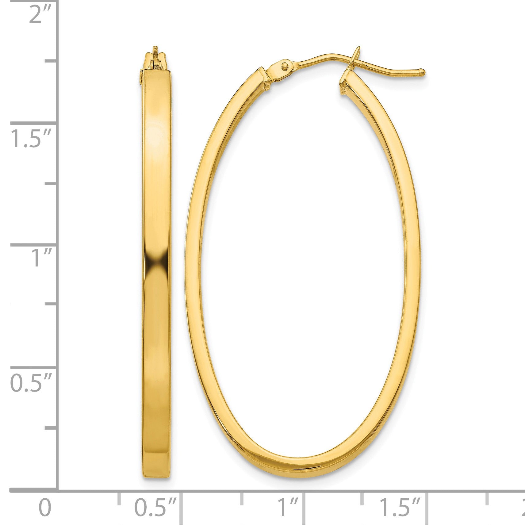 14k 3x42mm Polished Oval Tube Hoop Earrings