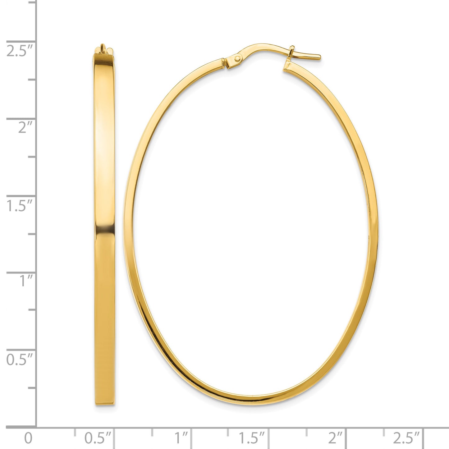 14k 3x55mm Polished Large Oval Tube Hoop Earrings