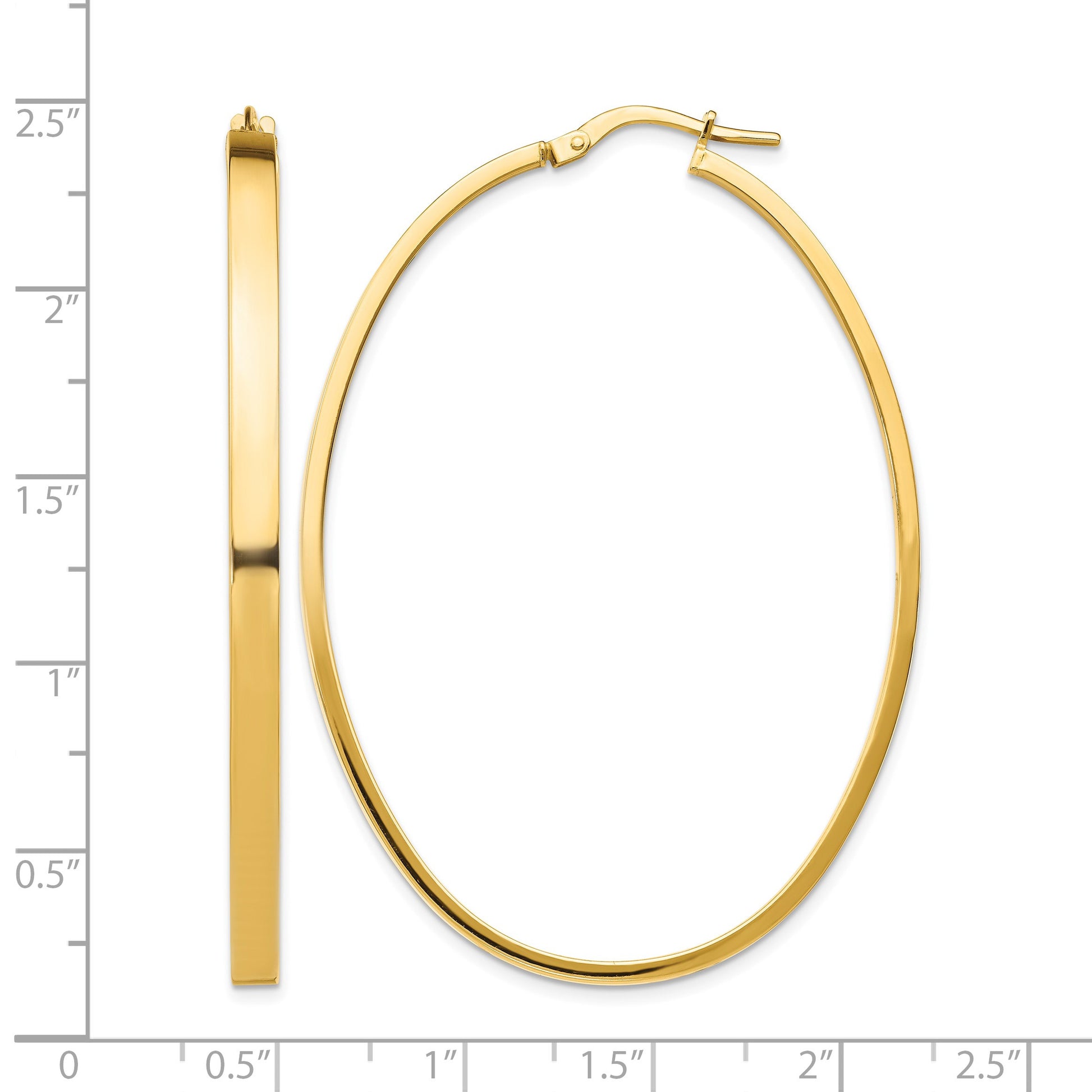 14k 3x55mm Polished Large Oval Tube Hoop Earrings
