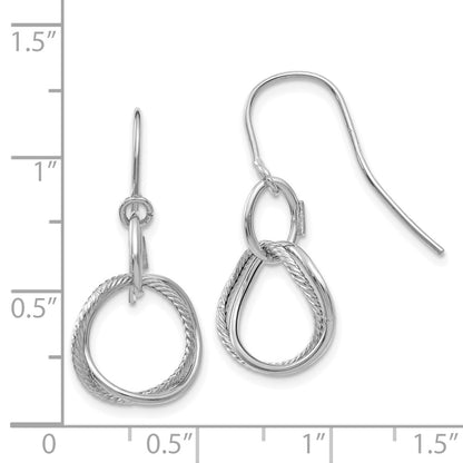 14K White Gold Small Twisted Circle Shepherd Hook Earrings