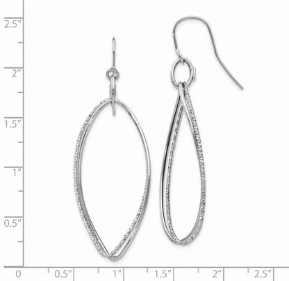 14K White Gold Textured Twisted Dangle French Hook Earrings