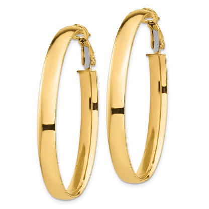 14k High Polished 5mm Oval Omega Back Hoop Earrings