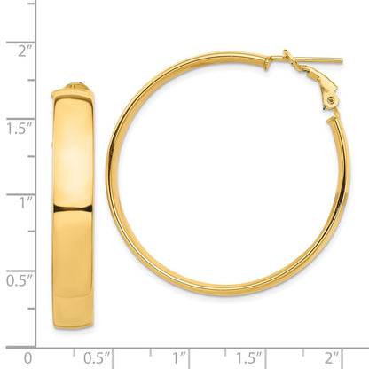 14k High Polished 7mm Omega Back Hoop Earrings