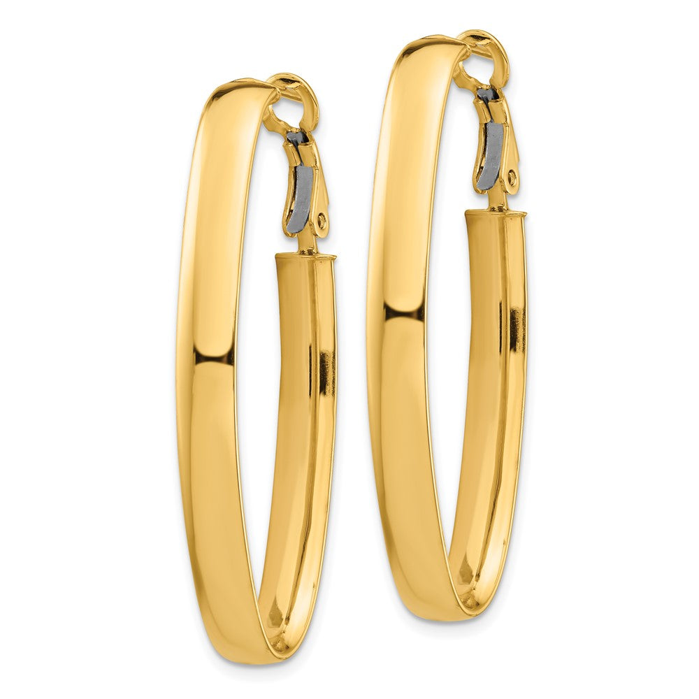 14k High Polished 5mm Omega Back Oval Hoop Earrings