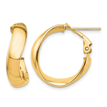 14k High Polished 5mm Wavy Omega Back Hoop Earrings