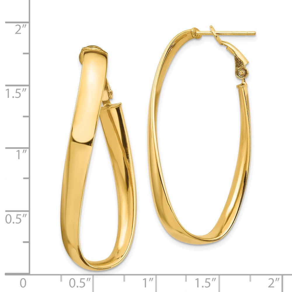 14k High Polished 5mm Twisted Oval Omega Back Hoop Earrings