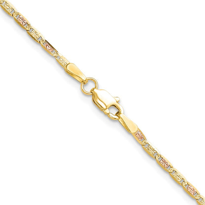 14k 2.0mm Tri-color Gold Pav� Valentino Chain