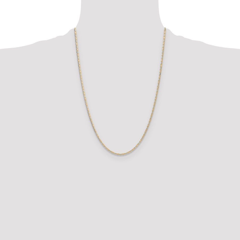 14k 2.0mm Tri-color Gold Pav� Valentino Chain