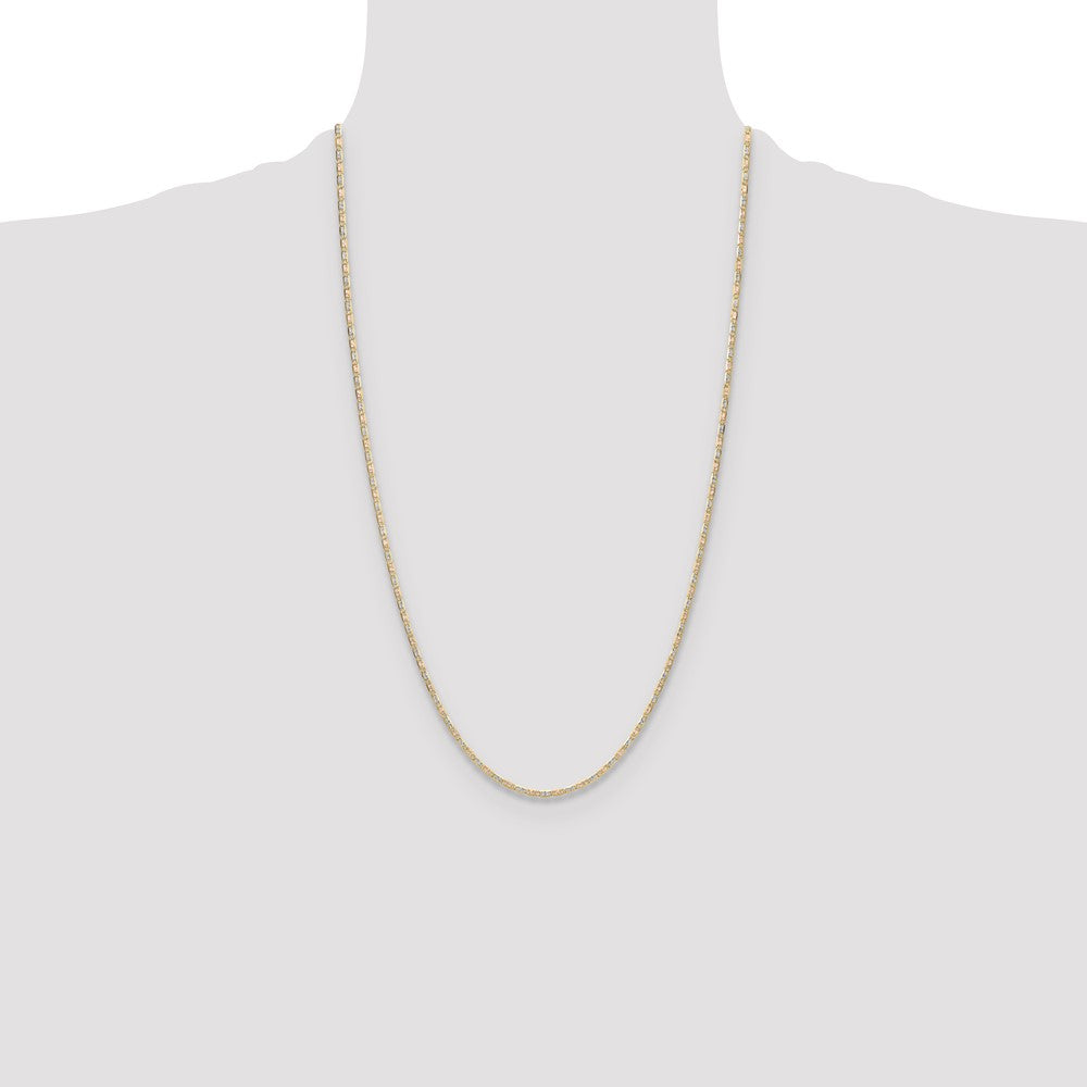 14k 2.0mm Tri-color Gold Pav� Valentino Chain